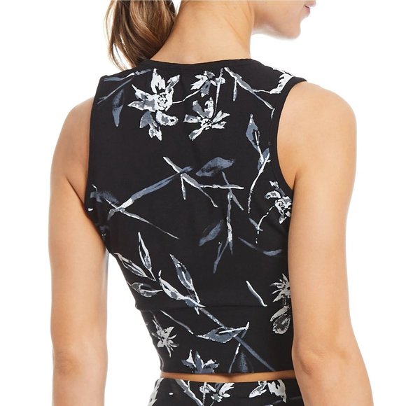 new BLACK Tommy Hilfiger Sport Crop Wrap Waist Top Floral - WOMEN'S Size Medium - Picture 3 of 7